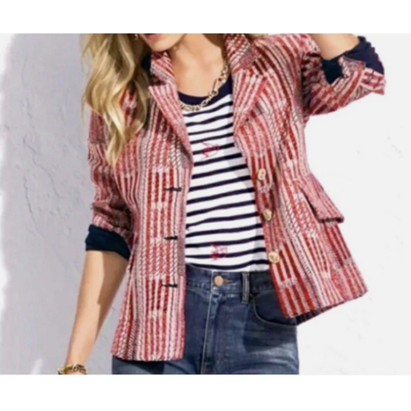 Cabi 6028 Patchwork Blazer Jacket Women Size Small
